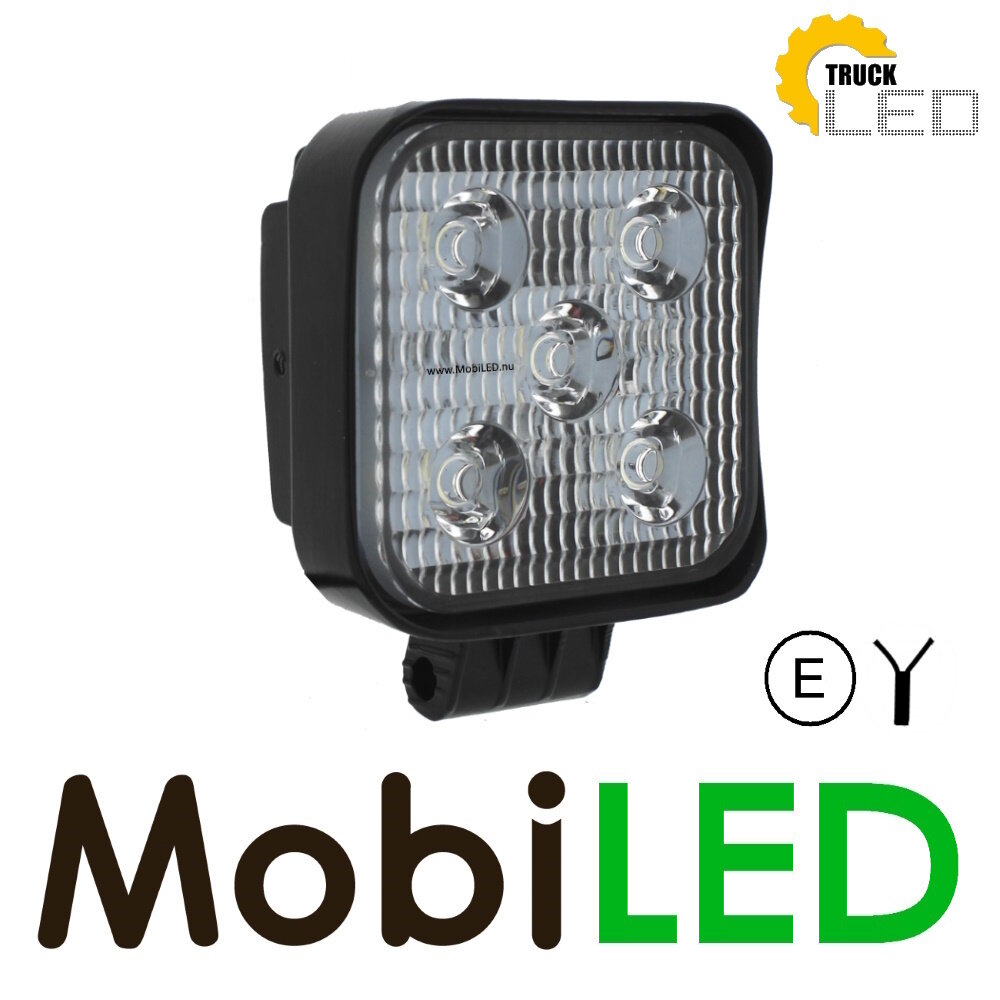 TruckLED Lampe de travail carrée 15W mini E-marque 2m de câble