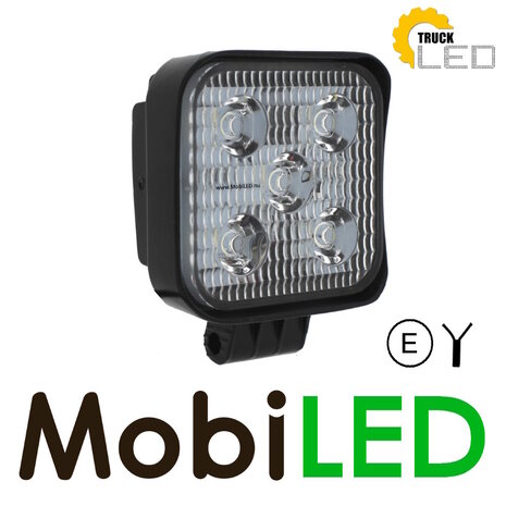 TruckLED Lampe de travail carrée 15W mini E-marque 2m de câble