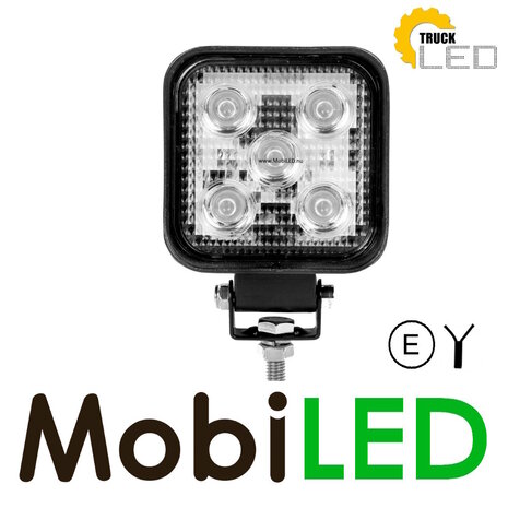 TruckLED Lampe de travail carrée 15W mini E-marque 2m de câble