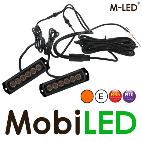 M-LED M-LED 2 Flashes ultra étroits ambre 6 LED très lumineux avec junction box E-marque M-LED M-LED 2 Flashes ultra étroits ambre 6 LED très lumineux avec junction box E-marque