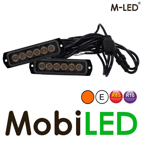 M-LED M-LED 2 Flashes ultra étroits ambre 6 LED très lumineux avec junction box E-marque M-LED M-LED 2 Flashes ultra étroits ambre 6 LED très lumineux avec junction box E-marque