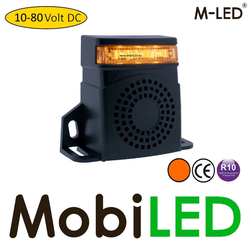 M-LED M-LED Reversing alarm with flash lamp 10-80 VDC 92-107dB beep or noise sound