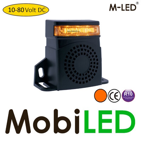 M-LED M-LED Reversing alarm with flasher10-80 VDC 92-107dB beep or noise sound E-mark M-LED M-LED Reversing alarm with flasher10-80 VDC 92-107dB beep or noise sound E-mark