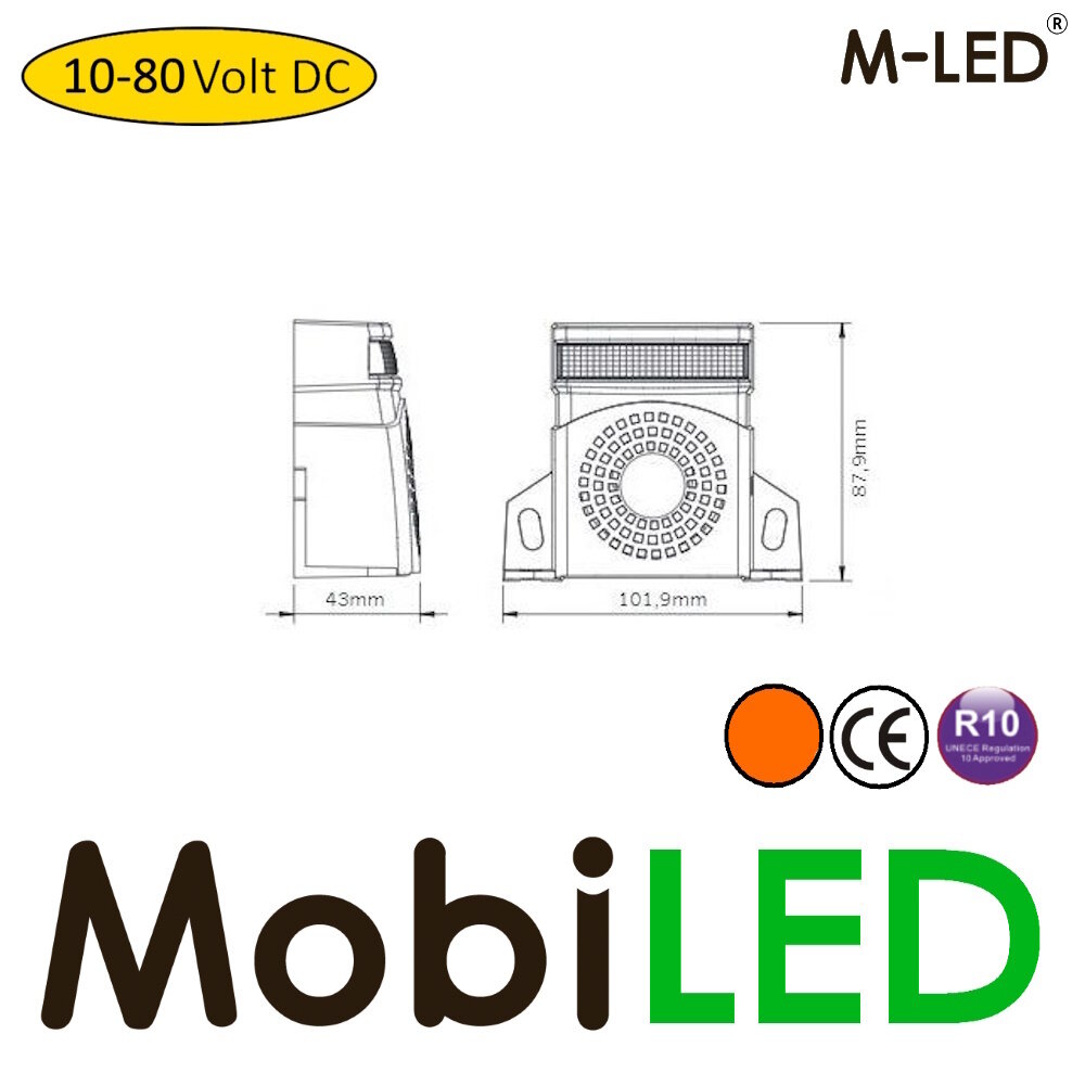 M-LED M-LED Alarme de recul avec lampe flash 10-80 VDC 92-107dB son bip ou bruit