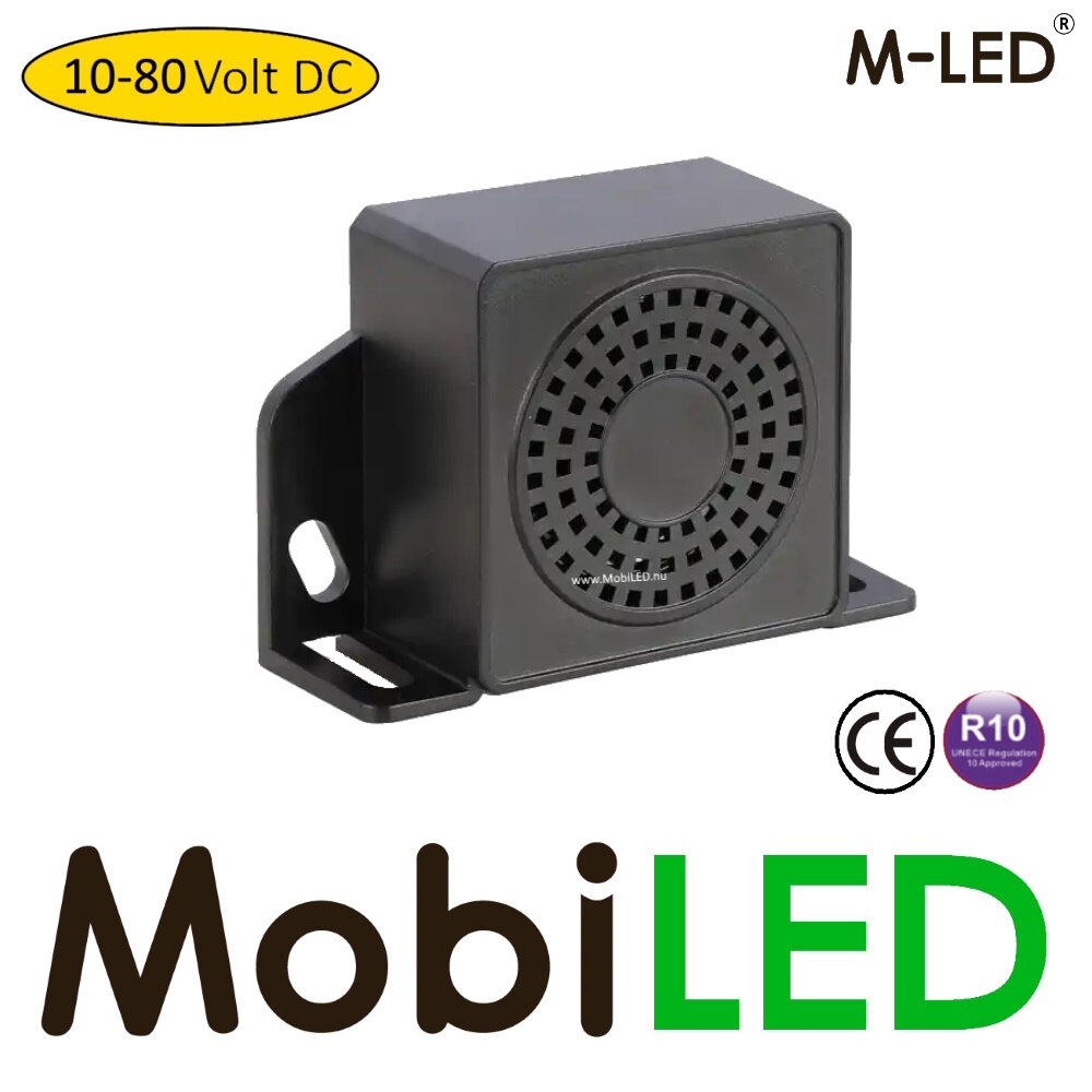 M-LED M-LED Achteruitrij-alarm 10-80 VDC 92-107dB met piep of ruis M-LED M-LED Achteruitrij-alarm 10-80 VDC 92-107dB met piep of ruis