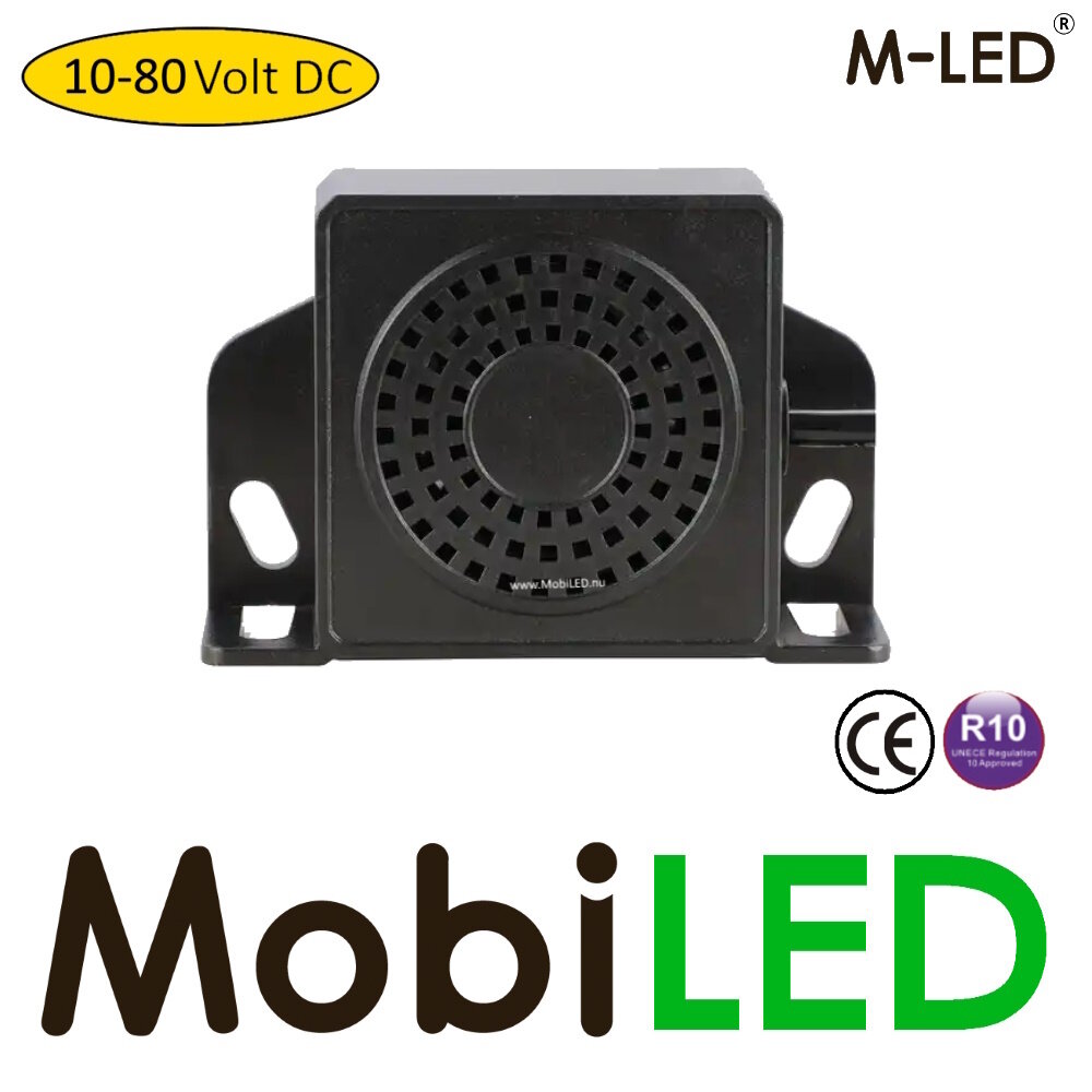 M-LED M-LED Achteruitrij-alarm 10-80 VDC 92-107dB met piep of ruis M-LED M-LED Achteruitrij-alarm 10-80 VDC 92-107dB met piep of ruis