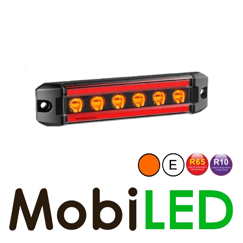Clignotant ambre avec feu de position rouge E-mark