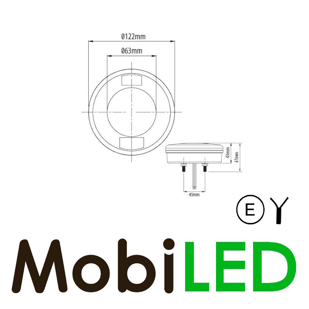 Hamburger round rear light 2 functions E-mark
