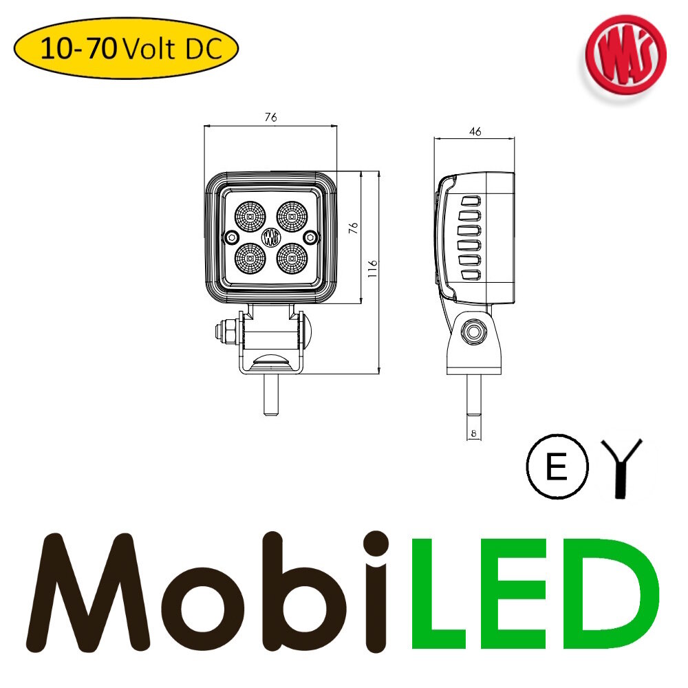 WAS WAS Blauwe werklamp 12-70V E-keur