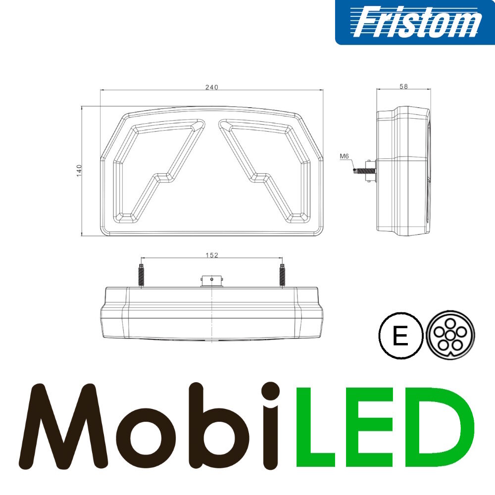 Fristom Rear light 5 functions with license plate lighting bayonet right E-mark Fristom Rear light 5 functions with license plate lighting bayonet right E-mark