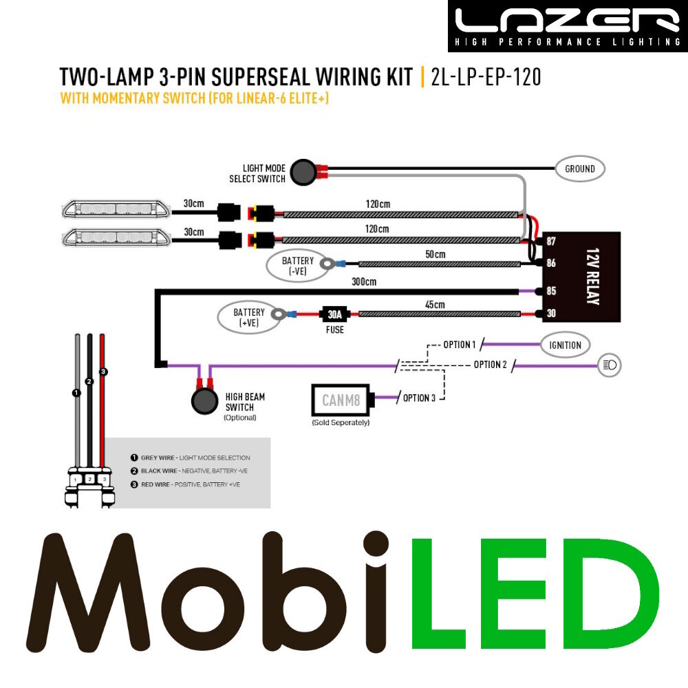 LAZER Wiring kit 2 lamps low power (12V) 1.2m Linear-6 Elite+ LAZER Wiring kit 2 lamps low power (12V) 1.2m Linear-6 Elite+