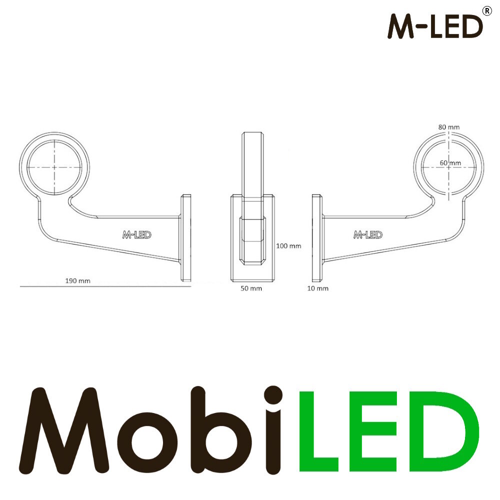 M-LED M-LED Poste latéral en caoutchouc, sans éclairage, modèle danois M-LED M-LED Poste latéral en caoutchouc, sans éclairage, modèle danois