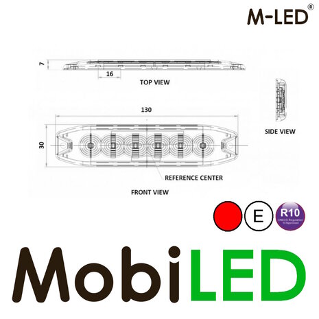 M-LED M-LED Clignotant super mince 6 LED rouge E-mark