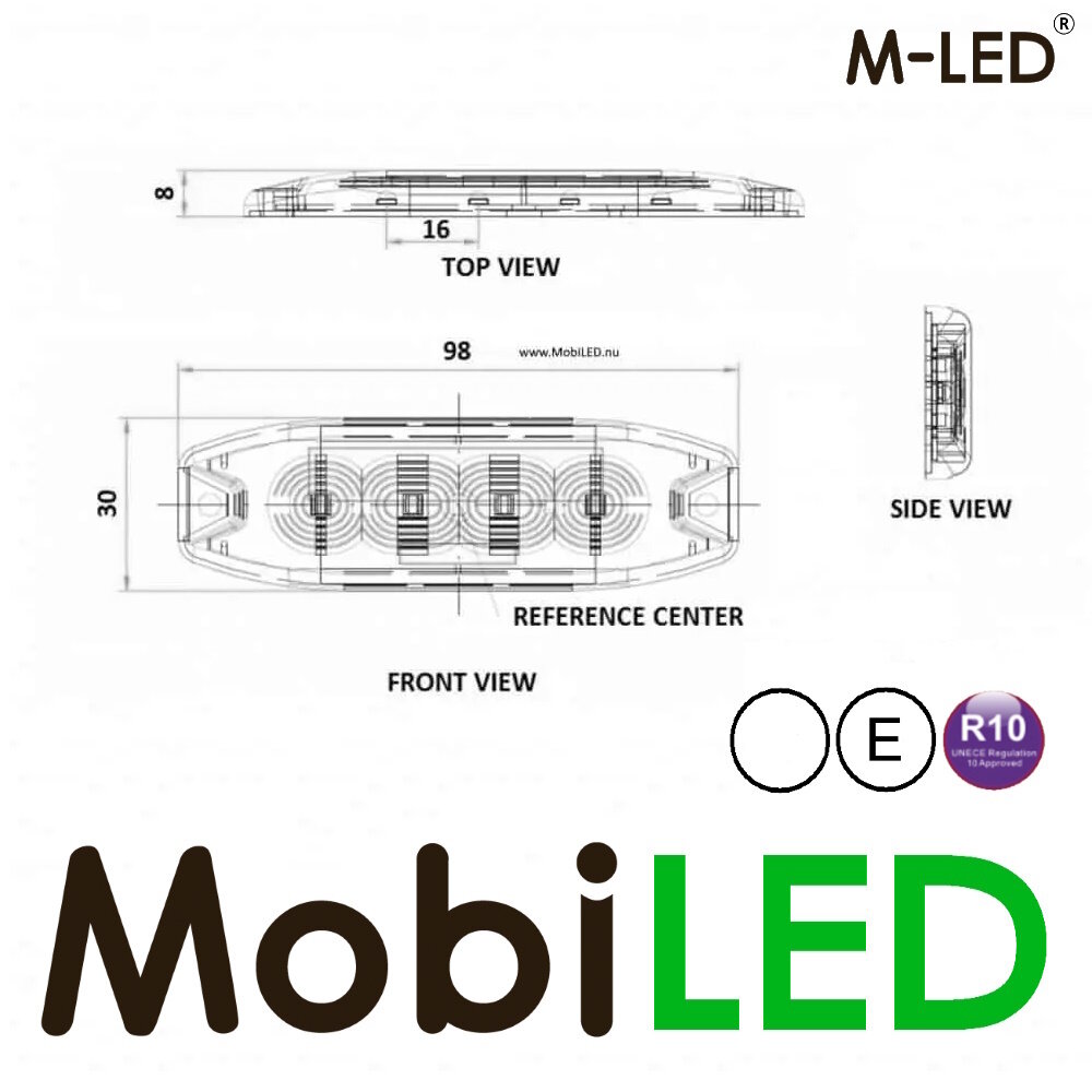 M-LED M-LED Flasheur super mince Blanc  4 LED E-mark