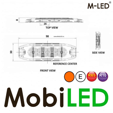 M-LED M-LED Clignotant super mince 4 LED ambre E-mark 5m