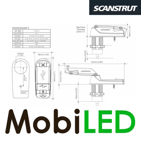 Scanstrut Chargeur rapide de USB extérieur SC-USB-03 Scanstrut Chargeur rapide de USB extérieur SC-USB-03