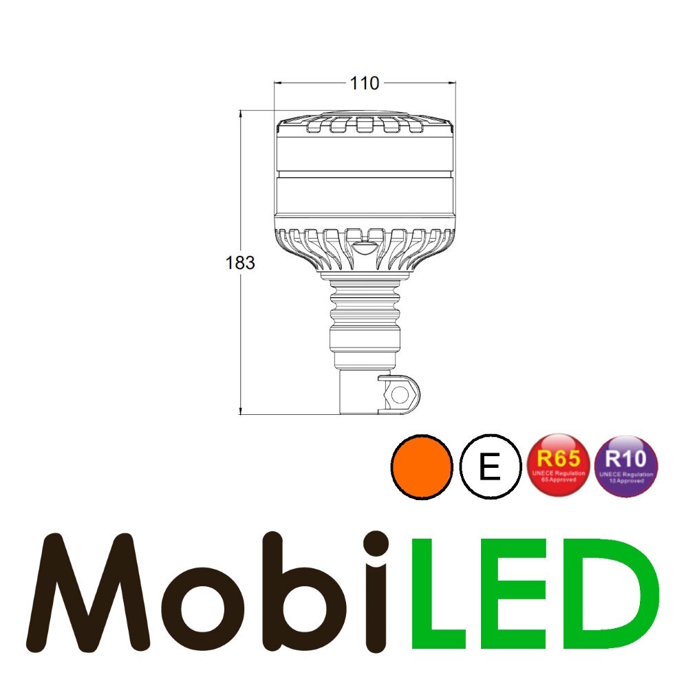 Zwaailamp / flitslamp smoke lens DIN flex E-keur Zwaailamp / flitslamp smoke lens DIN flex E-keur