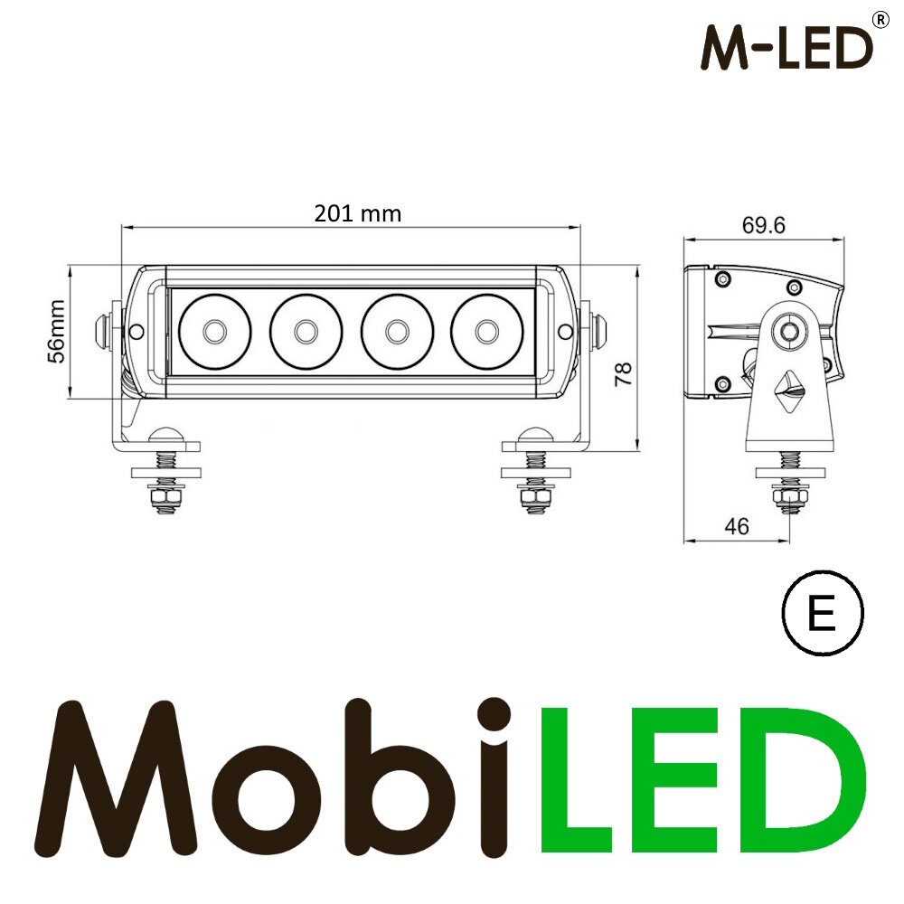 M-LED M-LED HD Black series  ledbar 8"/20 cm 40W E-mark