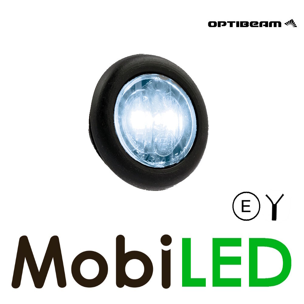 Optibeam Optibeam Feu de marquage blanc rond 28mm lentille dark E-marque Optibeam Optibeam Feu de marquage blanc rond 28mm lentille dark E-marque