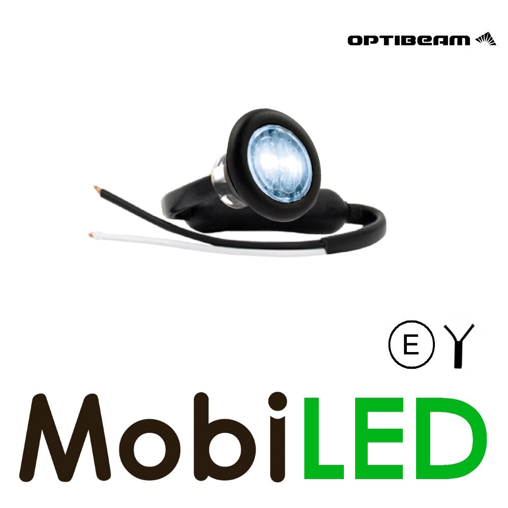 Optibeam Optibeam Feu de marquage blanc rond 28mm lentille dark E-marque Optibeam Optibeam Feu de marquage blanc rond 28mm lentille dark E-marque