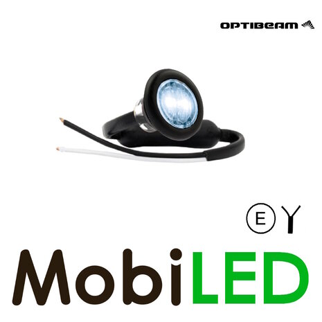 Optibeam Optibeam Feu de marquage blanc rond 28mm lentille dark E-marque Optibeam Optibeam Feu de marquage blanc rond 28mm lentille dark E-marque