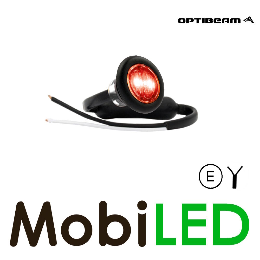Optibeam Optibeam Feu de marquage rouge rond 28mm lentille dark E-marque Optibeam Optibeam Feu de marquage rouge rond 28mm lentille dark E-marque