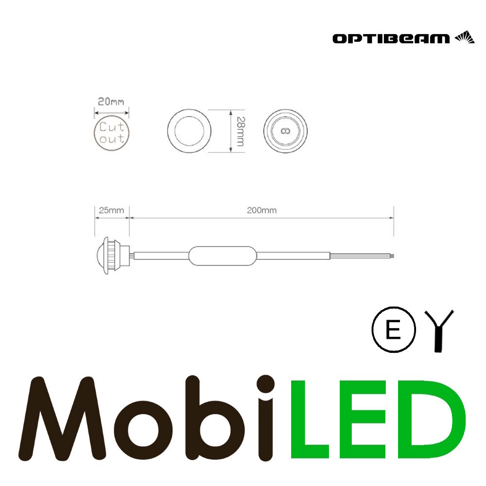 Optibeam Optibeam Feu de marquage rouge rond 28mm lentille dark E-marque Optibeam Optibeam Feu de marquage rouge rond 28mm lentille dark E-marque