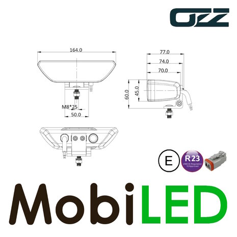 OZZ OZZ WR1 Lampe de travail 36W Avec feu de recul E-marque