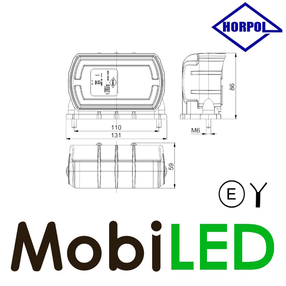 HORPOL Front light Cleo with turn signal bottom mounting E-mark