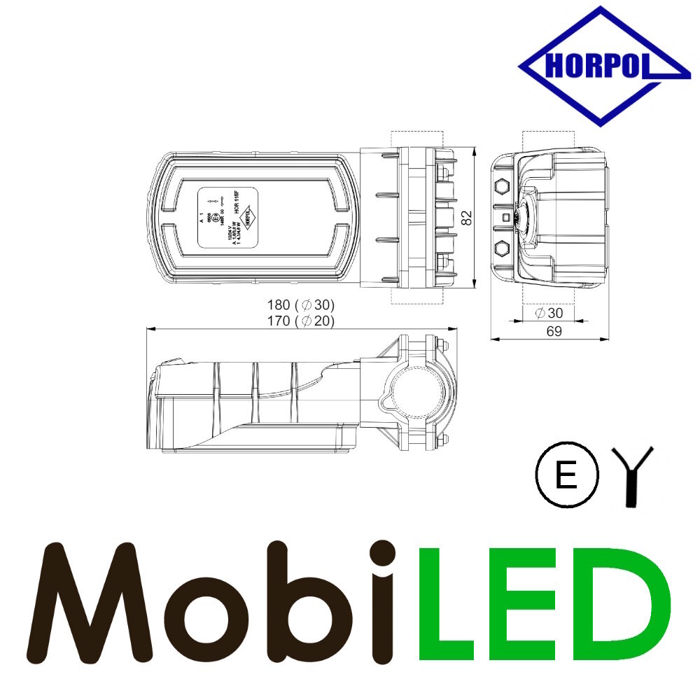 HORPOL Front light Cleo with turn signal pipe mounting E-mark