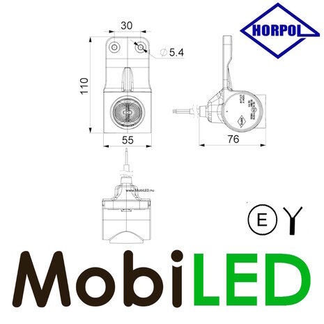 HORPOL Breedtelamp 3 kleuren Links 12-24 volt E-keur HORPOL Breedtelamp 3 kleuren Links 12-24 volt E-keur