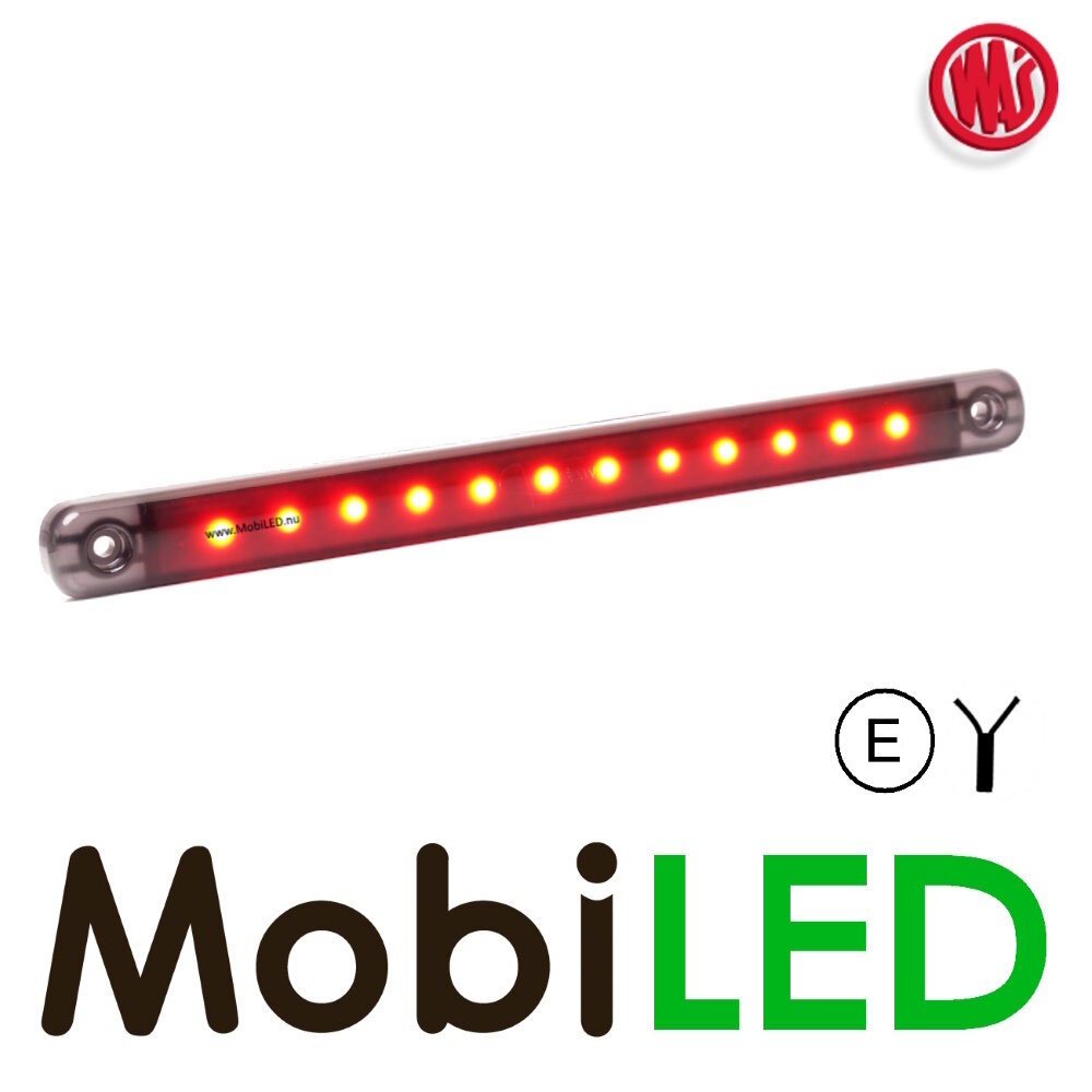 WAS Positielicht achter lang rood dark look 12/24 volt E-keur WAS Positielicht achter lang rood dark look 12/24 volt E-keur