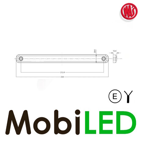 WAS Rear position light long red dark look 12-24 volts E-mark