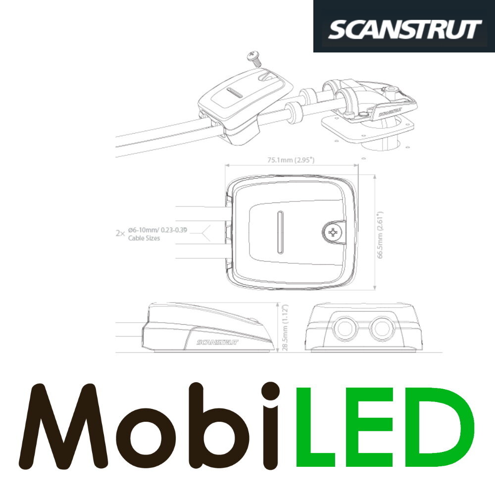 Scanstrut DS-HD10 dubbele kabeldoorvoer grijs Scanstrut DS-HD10 dubbele kabeldoorvoer grijs