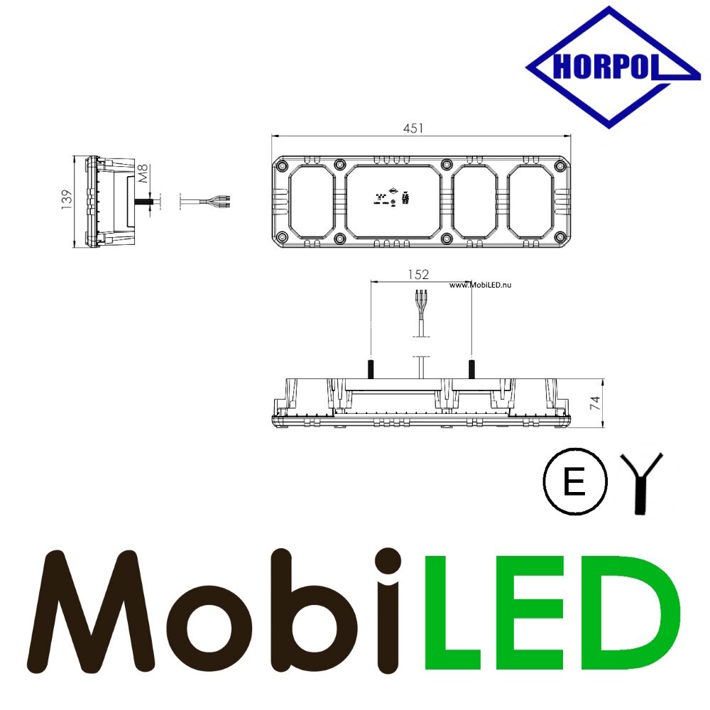 HORPOL Feu arrière robuste avec modules interchangeables et réflecteur 24V Droite