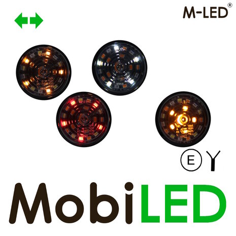 M-LED M-LED Deense lamp wit/amber/rood met richtingaanwijzer Dark Look E-keur M-LED M-LED Deense lamp wit/amber/rood met richtingaanwijzer Dark Look E-keur