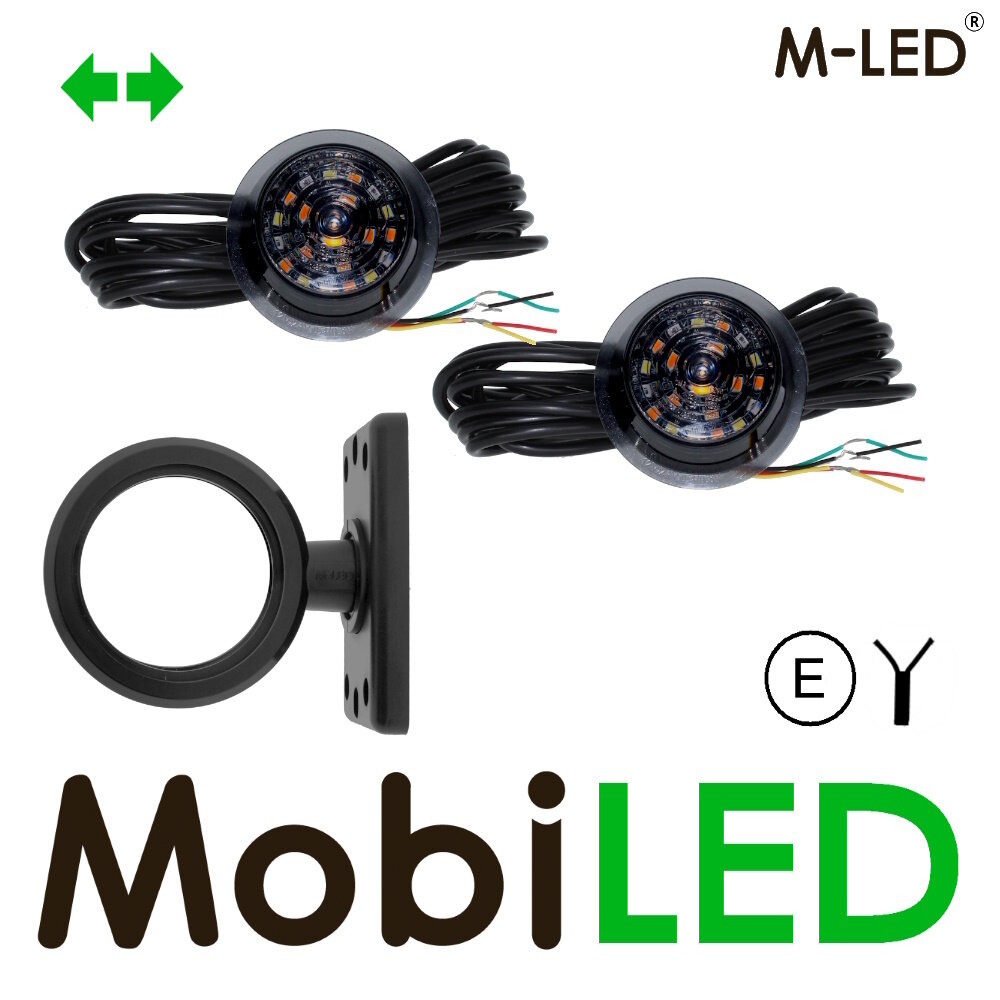 M-LED M-LED Danish lamp tri color with direction indicator Dark Look E-mark M-LED M-LED Danish lamp tri color with direction indicator Dark Look E-mark
