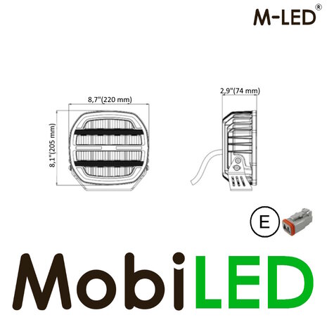 M-LED M-LED Phoenix combi avec feu de position ambre et blanc 9 pouces E-marque M-LED M-LED Phoenix combi avec feu de position ambre et blanc 9 pouces E-marque