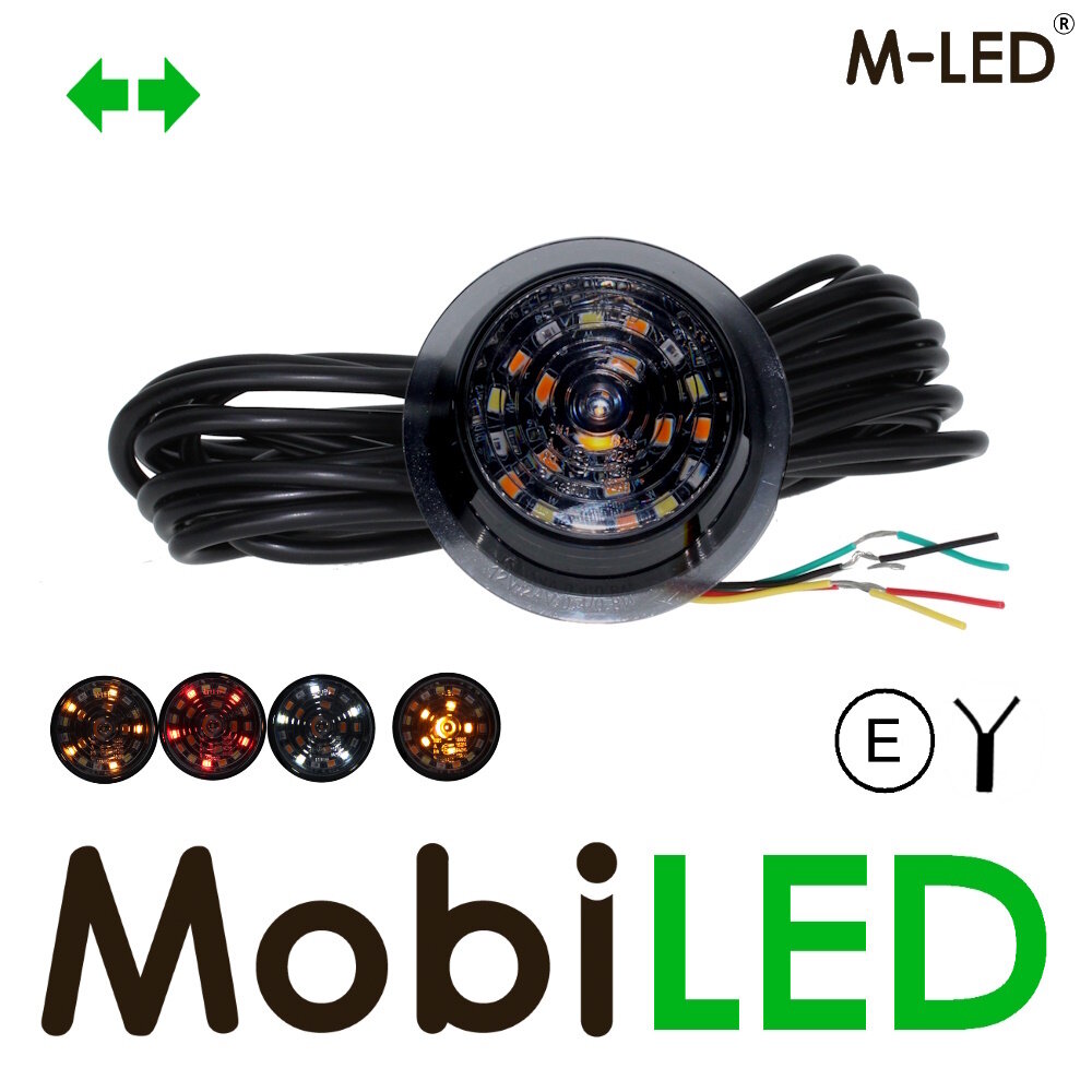 M-LED M-LED Deense lamp wit/amber/rood met richtingaanwijzer Dark Look E-keur M-LED M-LED Deense lamp wit/amber/rood met richtingaanwijzer Dark Look E-keur