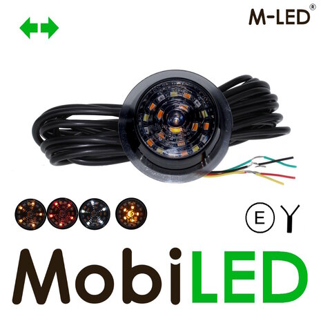 M-LED M-LED Deense lamp wit/amber/rood met richtingaanwijzer Dark Look E-keur M-LED M-LED Deense lamp wit/amber/rood met richtingaanwijzer Dark Look E-keur
