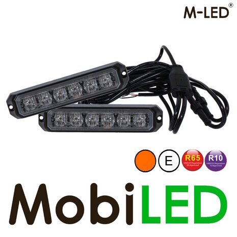 M-LED M-LED 2 Flashers amber Pro 6 compact R65 12-24 volts with junction box