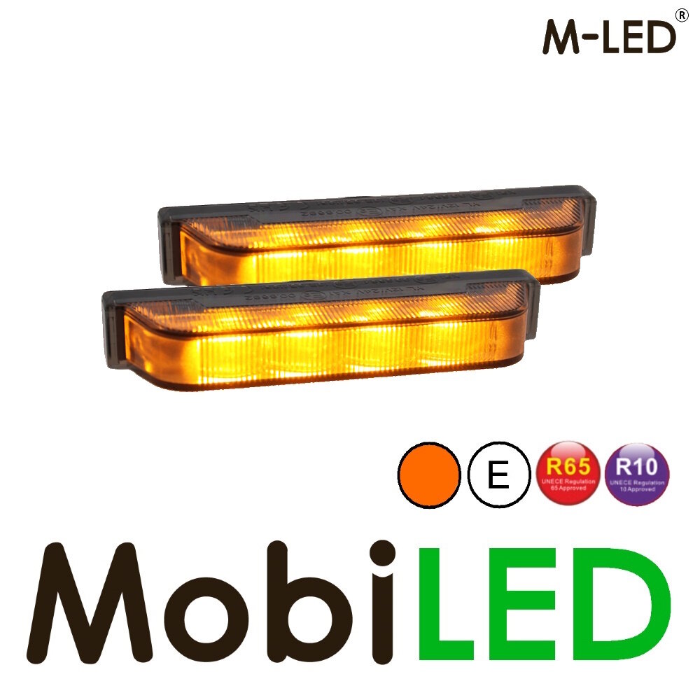 M-LED M-LED 2 Clignotants ultra étroits ambre regard de fumée 4 LED E-mark avec boîte de jonction M-LED M-LED 2 Clignotants ultra étroits ambre regard de fumée 4 LED E-mark avec boîte de jonction