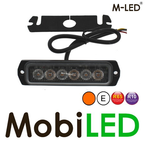 M-LED M-LED Flitser amber 6 leds extra fel 5m kabel E-keur M-LED M-LED Flitser amber 6 leds extra fel 5m kabel E-keur