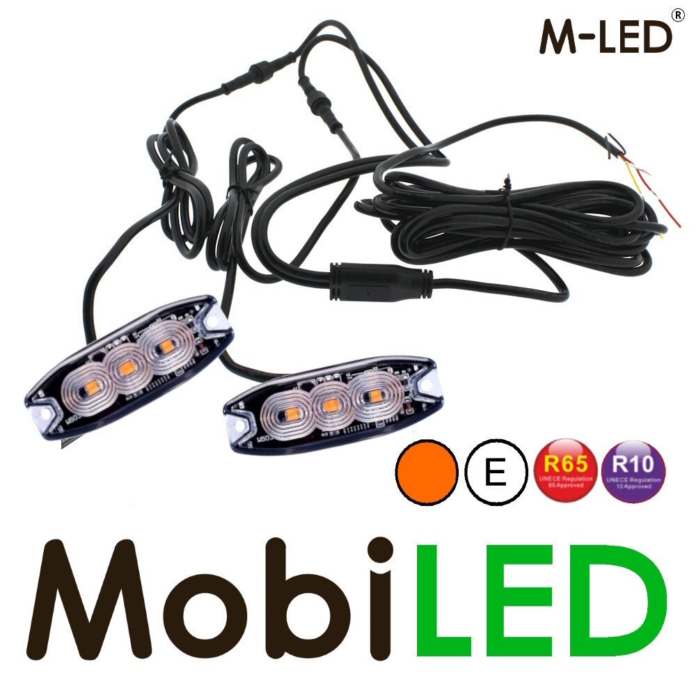 M-LED M-LED 2 Super thin amber flashers 3 LEDs E-mark with junction box