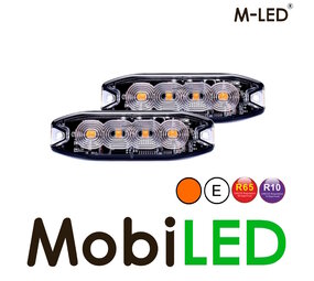 M-LED M-LED 2 Superdunne  flitser 4 leds amber met aansluitdoos M-LED M-LED 2 Superdunne  flitser 4 leds amber met aansluitdoos