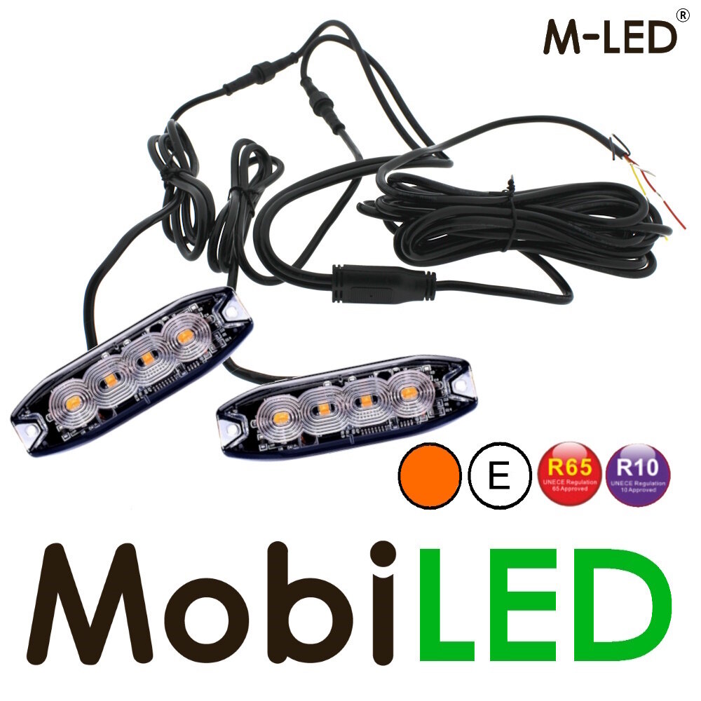 M-LED M-LED 2 Clignotants super mince 4 LED ambre E-mark avec boîte de jonction