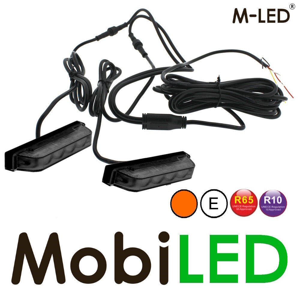 M-LED M-LED 2 Flahses ultra étroits ambre regard de fumée 4 LED avec boîte de jonction E-markque