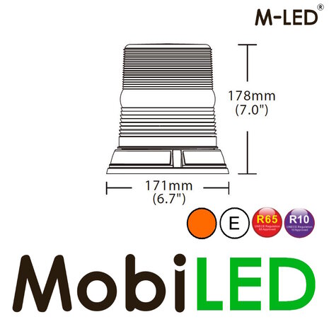 M-LED M-LED Rotating beacon / flash lamp fixed mounting amber lens