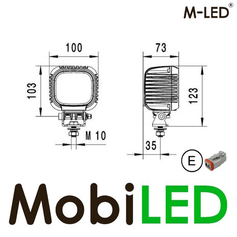M-LED M-LED  Lampe de travail 32W carrée E-marque