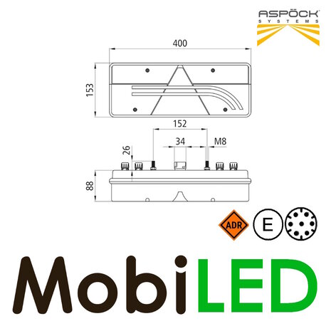 Aspöck Europoint III Achterlicht 5 functies reflector 24V Links E-keur Aspöck Europoint III Achterlicht 5 functies reflector 24V Links E-keur